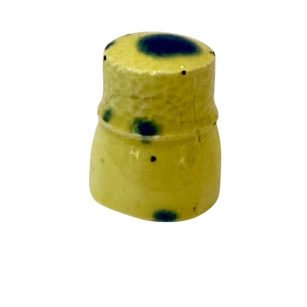 Vintage Set Of 5 Handmade Ceramic Thimbles Blue Yellow White Speckled Designs - Picture 12 of 16